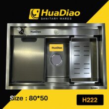 خرید آنلاین سینک تک لگن باکسی دو پله 80 سانت استیل HoaDiao | ارسال سریع و قیمت مناسب