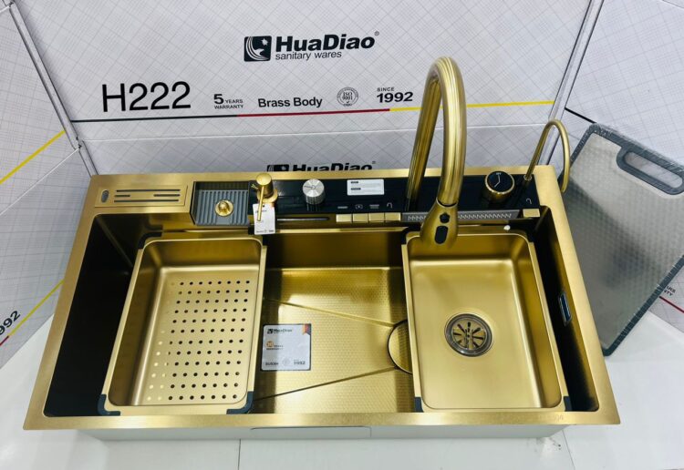 خرید آنلاین سینک 5 کلید 90 سانت طلایی برند HuaDiao  | ارسال سریع و قیمت مناسب