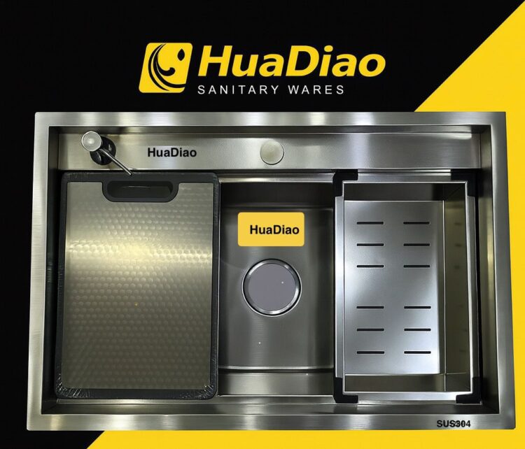 خرید آنلاین سینک تک لگن باکسی دو پله 70 سانت HoaDiao | ارسال سریع و قیمت مناسب